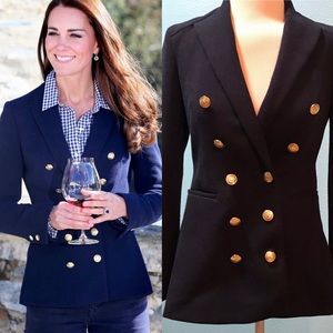 Zara ~ repli-Kate ~ Navy Double-Breasted Blazer